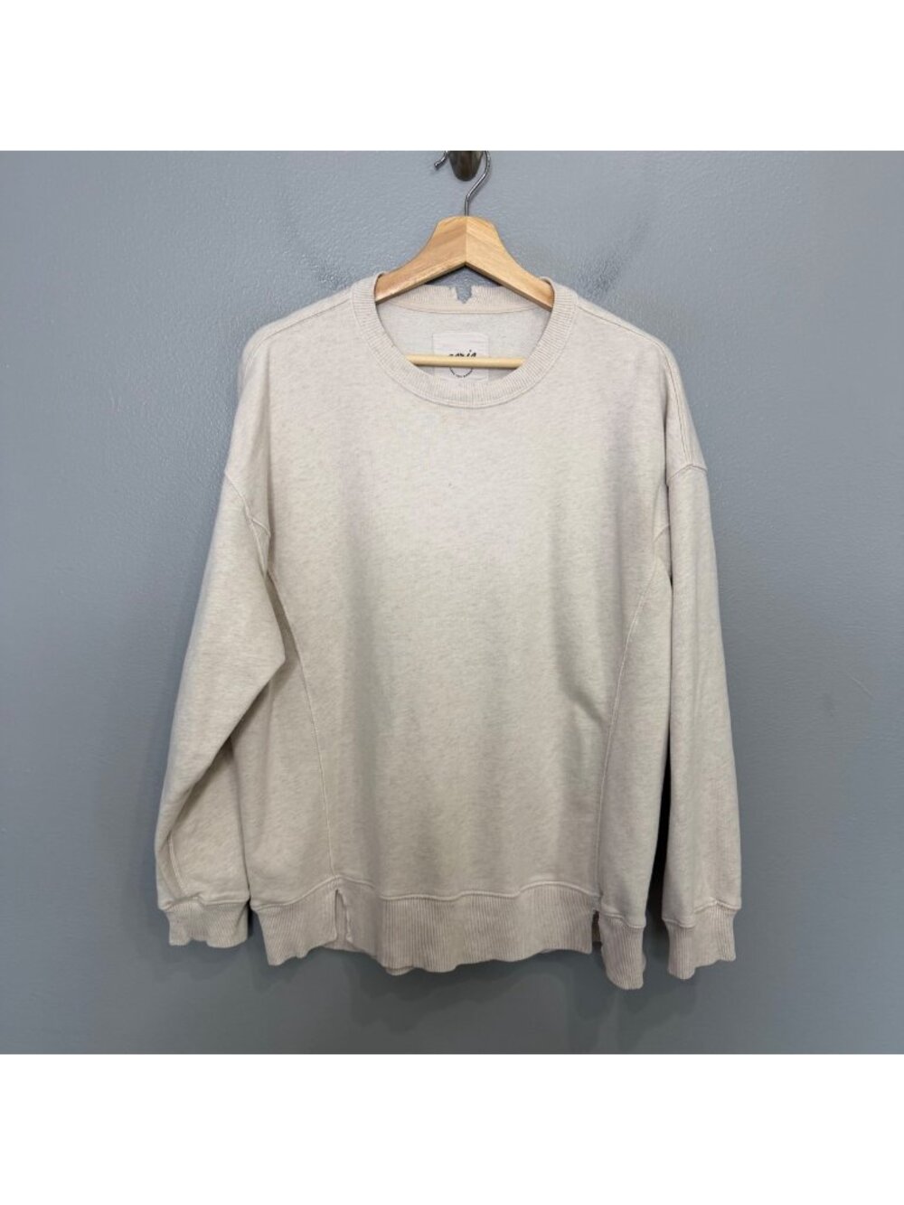 AERIE the chill crew sweatshirt in light tan/oatmeal size S